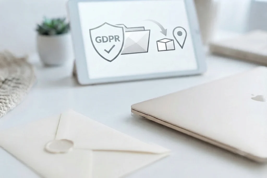Ilustrácia aktualizácie GDPR dokumentácie a zmeny adresy úradu na ochranu osobných údajov.
